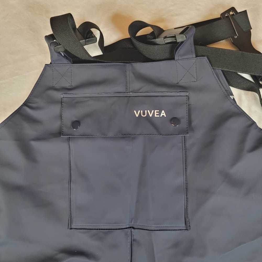 VUVEA Navy Blue Waterproof Rain Bib Overalls Men Size Large Adjustable Straps